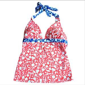 Boden Floral Preppy Halter Tankini Swimsuit Bikini Top